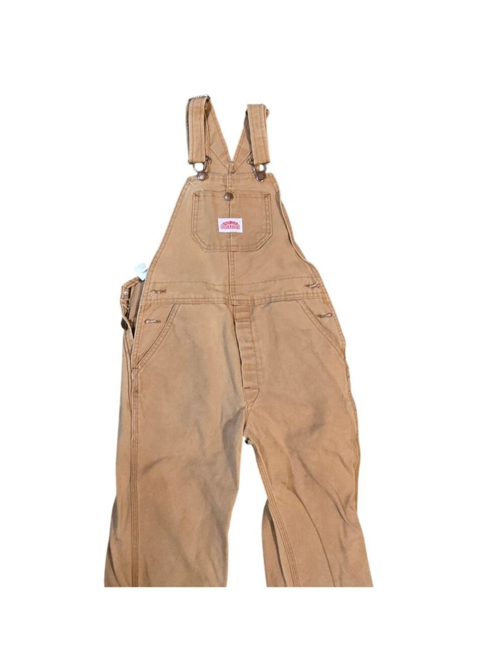Round House Tan Canvas Overalls Boys Size 16 Made In USA Used Farm Country